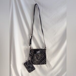 Coach Signature Black Crossbody & Matching Wristlet Set